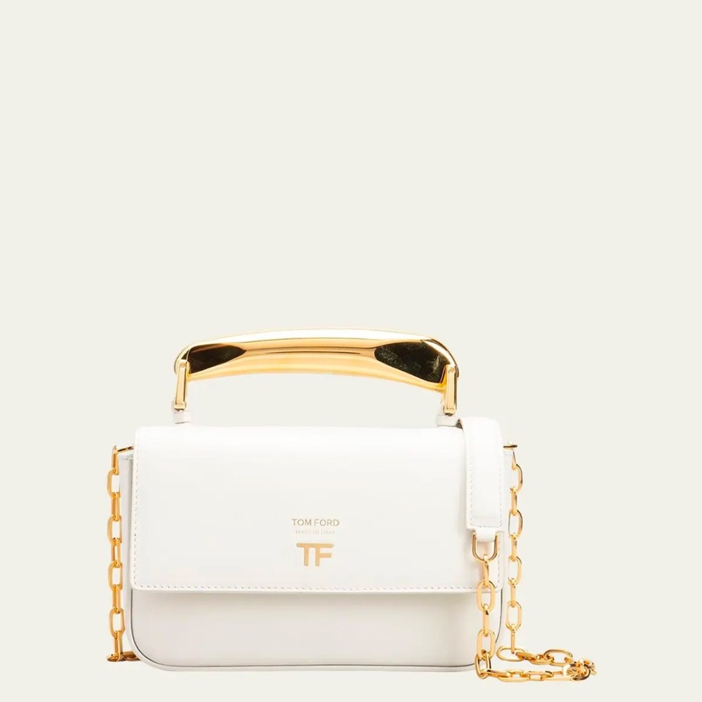 Tom Ford Bianca Calfskin Top Handle Bag - Chalk